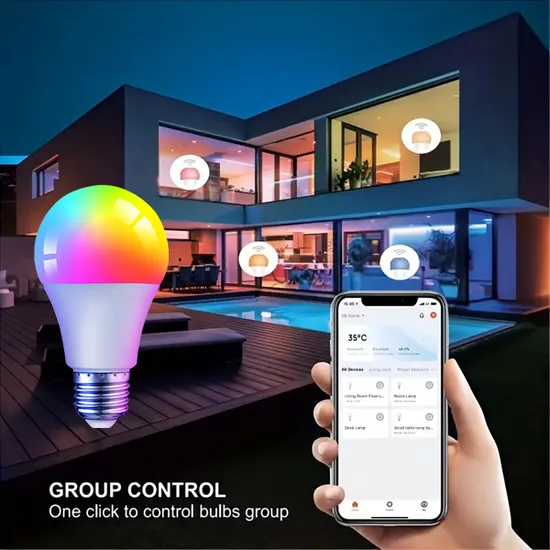 RGB Lampada a risparmio energetico intelligente Illuminazione di emergenza Bluetooth interno 85-265 V WiFi Indoortuya Telecomando IC/RC Luce dimmerabile E27 B22 LED Lampadina