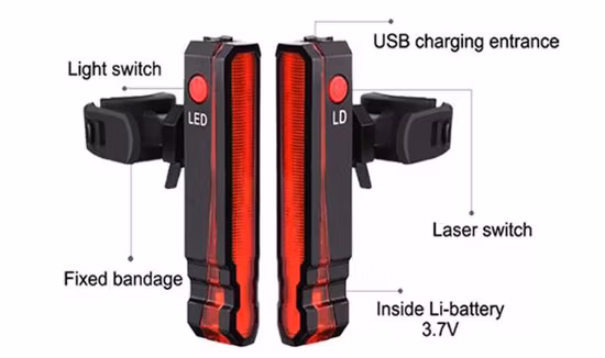 Luce per bicicletta Fanale posteriore a LED Avvertimento di sicurezza posteriore Luce per bicicletta Accessori per bicicletta leggeri ricaricabili USB portatili